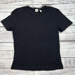 Gap T-Shirt Women's Sz S/M Black Ribbed Short sleeve Y2K Made In USA